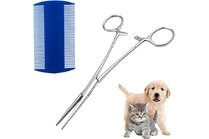 ATBUSS 1 geradköpfige Edelstahlzange, mit 1 doppelseitigem Läuseentfernungskamm, Multifunktionspinzette, Haustier-Zupf-Clip, Angeln Aushängen Zange, Desinfektions-Wattebauschclip (12,5 cm)