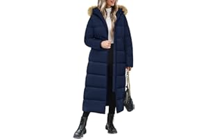 Yuson Girl Manteau Femme Hiver Longue Épaisse Chaude Manteaux Matelassé Chic et Elegant Blouson à Capuche Coupe Vent Zippée Parka Veste Extérieure Polyvalente Doudoune avec Poches