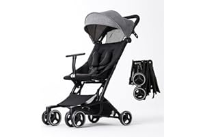 Passeggino Leggero Compatto, portata Pieghevole e Piccolo, Reclinabile, 6 mesi-22 Kg, passeggino da viaggio aereo BEBE2LUXE PIKO (grigio)