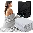 REVIIV Sauna Blanket Towel Insert - 2 Pack Light Grey 100% Cotton Waffle - Home Infared Sauna Sessions Without The Cleanup - Absorbent and Quick-Drying Sauna Towels