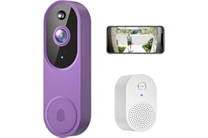 SHARKPOP Video Doorbell Camera Wireless with 2-Way Audio, Ring Chime Included, Smart Human Motion Detection, HD Night Vision, Cloud Storage, Real-Time Alerts for Home Security
