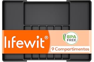 Lifewit - Organizador de cubiertos y utensilios de cocina para cajones de plástico (profundidad de 47 cm, ampliable a 84 cm), para cucharas/tenedores, color negro