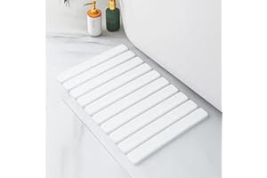 Pure 4Home Alfombra Diatomita Baño Plegable Enrollable | Alfombrilla de Piedra Diatomita Secado Rápido Antideslizante y Antibacteriana | Tapete Absorbente para Ducha y Lavabo (Blanco)