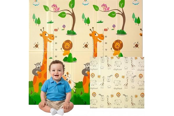 Edibaby, Alfombra Bebé Acolchada Plegable, Diseño Infantil, Colchoneta para Juegos sobre el Suelo, Reversible, XPE, Tapete Baby Play Mat (Jungle | 200x180 | 1 cm)