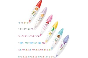 GRUVOX 6 Pcs Different Decorative Tape Pens Press Type Decorative Pen Eraser Pen Correction Tape Creative Cartoon Pattern Correction Tape Coloured Tape for Kids Decorative Pen Pen Gift