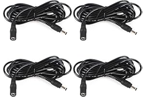 TICEED 4 PCS Cable DC Tira de Led 12V Cable DC 12V Cable de Extensión de Alimentación 12V Extensión Prolongador Cable Eléctrico Alargador 12V 3M para LED Cámara Adaptador de Corriente Coche Monitores