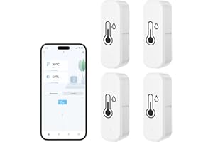 GAOEEIN 4pcs Sensore Temperatura Wifi Termometro Ambiente Interno Wifi Igrometro Wifi con Controllo App Monitoraggio Remoto Allarme Intelligente compatibile Alexa/Google per Ufficio Soggiorno Hotel