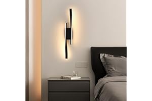 Riserva Czarna lampa ścienna LED do wnętrz, nowoczesna lampa ścienna 16 W 1800 lm, elegancki design do sypialni, schodów, korytarza, ciepła biel 3000 K