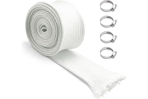 Erato 200cm 25mm Tubi di Scarico Isolante Guaina in Fibra di Vetro con 4 Fascette Protezione termica per Riscaldatore di Sosta, Riscaldatore Diesel, Generatori, Generatore di emergenza