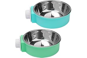 NUOSHEN 2 Pcs Pet Crate Bowls, 2-in-1 Dog Hanging Bowl Removable Cage Water Bowls for Small Animals