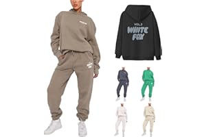 GENERIC Women's Two Piece Hoodies Tracksuit, Womens White Fox Tracksuit Oversized Two Piece Outfit Tracksuit Set Long Sleeve Pullover and Loose Long Sweatpants Jogger Track Suit Ladies Gym Activewear