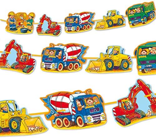 Lutz Mauder Party Chain Digger & Construction Site Decoration for Children's Birthday or Themed Party // Birthday Party Bob Builder Bunting Banner