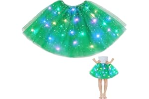 AYBUY Tutu Jupe LED Lumineuse Fille,Jupe Danse de Ballet de Paillettes étoiles Tulle Fille,Jupe en Tulle Avec LumièRes,LED Jupe de danse lumineuse,pour Fête Anniversaire Noël,
