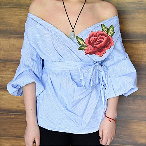 Blue Vessel Neue Stickerei Seide Blume Motiv Kragen Nähen auf Patch Applique Abzeichen Gestickt Büste Kleid - 2