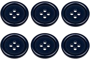 MANDITTIONS Pack of 6 Dark Blue Sew on 20mm Round Buttons Flat 4 Holes 32L 32 Ligne