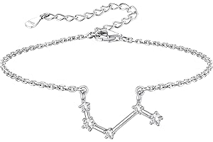 Silvora 12 Signos Zodiacales Tobillera Pie Plata de Primera Ley con Brillantes CZ para Mujeres Senoritas, Pulseras Tobillo para Zaptillas Vestidos en Piscina Playa Calle, Regalo para Mama Novia