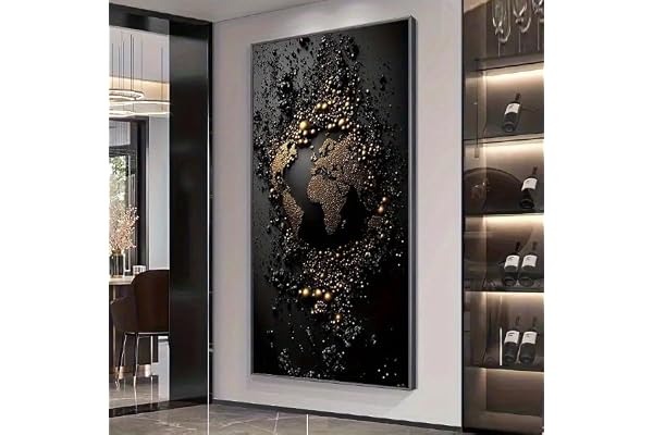 UUDEZO Stor dekorativ målning – väggmålning för vardagsrum, stor canvasbild, svart-vit, väggdekoration (80 x 160 cm (31 x 63