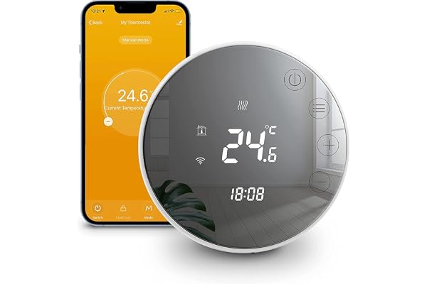 BEOK CONTROLS Beok Tuya Smart termostat uppvärmningstermostat rumstermostat Wifi-termostat smart elektrisk väggtermostat för golvvärme kompatibel med Alexa, Google 16A TGR86WIFI