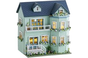 Cute-Eyfud DIY Miniaturhaus Bausatz mit Holz-Möbeln, LED-Licht und Staubschutzhülle – DIY Miniaturhaus für Jugendliche ab 14 Jahren und Erwachsene