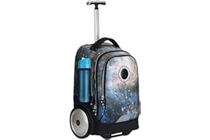 UNIKER Wheeled Backpack Travel Carry On Luggage with Swivel Wheels, Rolling Bookbag for Boys, Laptop Bag with Wheels for 15.6" Notebook, Black hole, travel backpacks