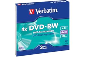 Verbatim 3 x DVD-RW 4,7 Go 120 minutes 4x Boîtier CD étroit
