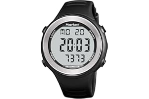 Hearkent Orologio pedometro impermeabile per anziani senza Bluetooth, senza app, orologio con contapassi (nero)