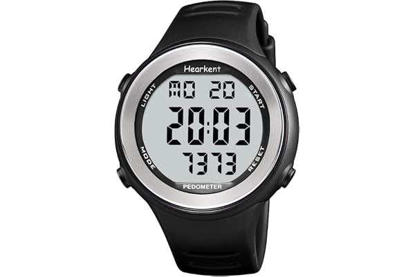 Hearkent Montre podomètre étanche pour Personnes âgées, sans Bluetooth, sans Application, Montre avec Compteur de Pas (Noir)