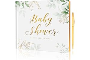 AISBUGUR Baby Shower Guest Book for Boys and Girls: Baby Shower Book - Gender Neutral Memory Keepsakes Book for Baby Shower Decorations - Includes Gold Pen & Gift Box