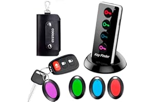 COOLEAD Key Finder With 4 Receivers, LED and Base Support - Wireless RF Remote Item Tracker for Keys, Wallet