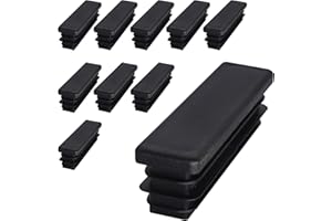 SKIR'CO (10 pièces) Bouchons Rectangulaires en Plastique 20 x 80 mm, Embouts de Tube Mat, Inserts de Tube Rectangulaire, Bouchons de Poteau de Clôture, Noir RAL 9005