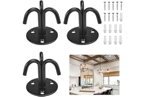 SCHYIDA 3 Stück Dreifachhaken Edelstahl Deckenhaken Deckenplatte Haken 3 Fach Haken Aluminium Deckenhaken 3-Fach Aufhänger Decken Haken mit Schrauben für Deckenventilator, Yoga