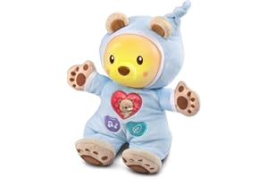 VTech - Léon, Mon Lumi Ourson, Poupée Doudou Bébé, Veilleuse Réglable, Jouet Musical Bébé, Musique Douce, Berceuses et Sons de la Nature, Cadeau de Naissance - Contenu en Français