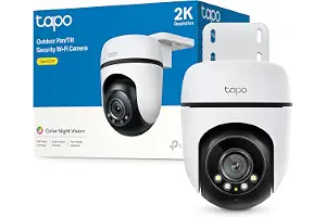 Tapo C51A - Cámara de vigilancia Wi-Fi para Exteriores 360°, visión Nocturna a Todo Color 2k (3 MP), detección Personas con IA Seguimiento Movimiento Inteligente IP65