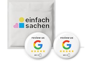EINFACHSACHEN 2 Pegatinas Review us en Google NFC Stickers – 3 cm de diámetro – Pegatina NFC reseñas Google programable para reseñas de Google – Etiquetas NFC programable con Adhesivo 3M Reutilizable