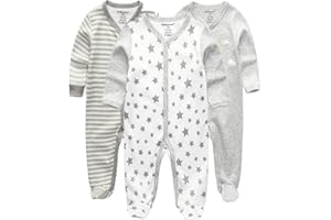 Kiddiezoom Grenouillère en coton à manches longues pour bébé garçon