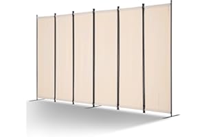 VEVOR Room Divider, 6 Panels Room Divider, Folding Privacy Screen and Portable Partition Divider for Room Separation, Freestanding Room Partitions for Office, Bedroom, Study, Beige