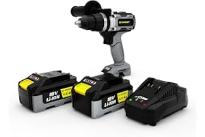 Rodcraft RC9042K4 verktygssats: 1 x RC9042 sladdlös borr, upp till 13 mm, 500–2 000 varv/min, LED-lampa, med 2 x 4 Ah batteri