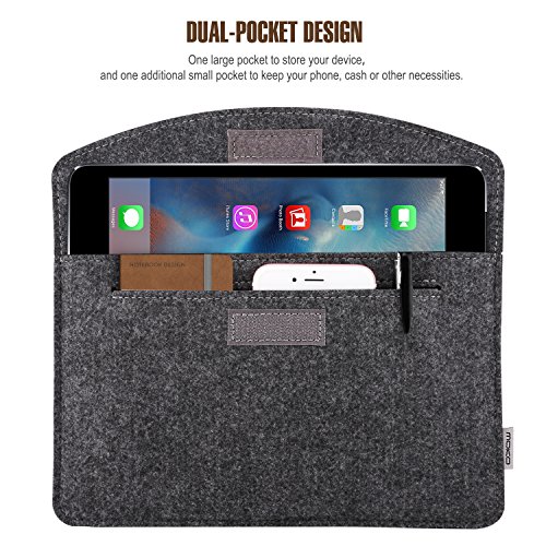 MoKo Universal 7-8 Zoll Felt Sleeve Hülle – Tragbare Filz Schutzhülle Tasche für Apple iPad mini 1 / 2 / 3 / 4, Samsung Galaxy Tab S2 8.0, E 8.0, Tab A 8.0, Tab 4 7.0/8.0, Tab E Lite 7.0, Dunkelgrau - 2