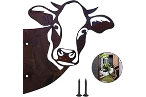 SITENGJUN N/S Décoration Vache en Métal Rouille, Vache Décorative en Métal Rouillé, Vache Voyeur de Jardin avec Vis, pour Jardin Et Décoration Intérieure Et Extérieure