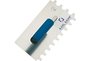 Karl Dahm Llana Dentada de Empuñadura Suave I Llana para Baldosas de Acero Inoxidable con Muescas en U de 20/20 mm I Peine con Agarre Suave Ergonómico para Fácil Aplicación de Adhesivos – 11638