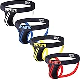 Men's Underwear Thong Jockstrap Athletic Support Jockstrap 4-Pack Cotton Low Rise Elastic Waist Multi-Pack Performance Briefs