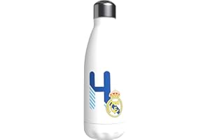 CYPBRANDS Real Madrid Wasserflasche aus Edelstahl, luftdicht, mit Buchstabe H in Blau, 550 ml, Weiß, offizielles Produkt (CyP Brands)