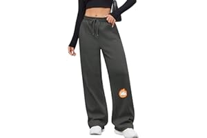 PASUDA Pantalones Chándal para Mujer Invierno Térmicos Pantalones con Forro Polar Casuales Ancho Pantalon Deporte Jogging Cálidos con Cordón Ajustable y Bolsillos