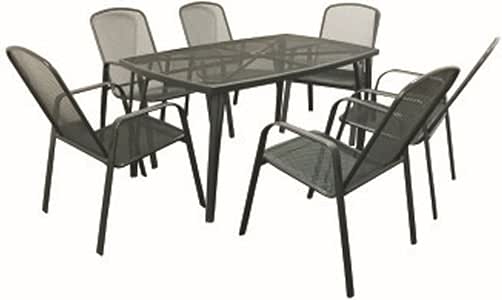 Amazon.de: Gartenmöbel Set 7-tlg aus pflegeleichtem Metall ...