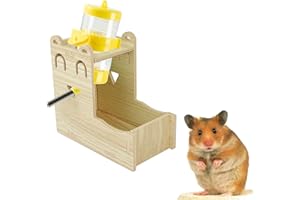 HELWEET Bouteille d'eau pour Hamster, Distributeur d'eau pour Petits Animaux, Gourde pour Hamster avec Support, Abreuvoir pour Petits Animaux, Convient aux Hamsters et Autres Petits Animaux, 80ml