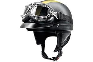 LPXPLP Moto Casque Jet Bol Vintage ECE Homologué Casque Moto Jet avec Lunettes pour Scooter Chopper Casque De Moto Homme Et Femme Helmets Pilot Retro, Demi-Casque D'Été E,54-62CM