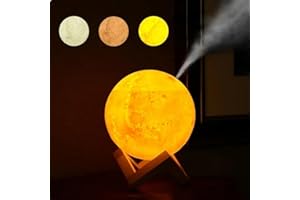 RESAES RESISTANT AND AESTHETIC Lámpara Luna Humidificador con Soporte de Madera, 3 Colores y Gran capacidad 800ml Difusor de Aceites Esenciales Aromaterapia Ideal para Dormitorio y Decoración para crear un ambiente agradable