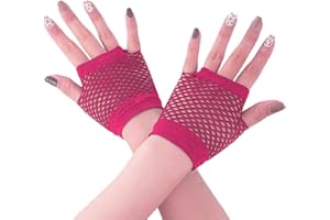 HD Novelty Fingerless Fishnet Gloves Diva Women Black 80s Retro Vintage Nylon Stretchy Mesh Gloves for Kids Girls Dance Disco Costume Parties Supplies Accessories