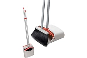 Jekayla Set Scopa e Paletta, Spazzatrice e Paletta Combinata con 137 CM Maniglia Estensibile per la Pulizia della casa, bianco