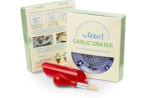 THE GREAT GARLIC GRATER Garlic Grater Plate Set with Brush and Peeler. (#Ref 5). Handmade and Hand Painted in Cordoba, Spain. Blue with Brown Rim and Flowers.